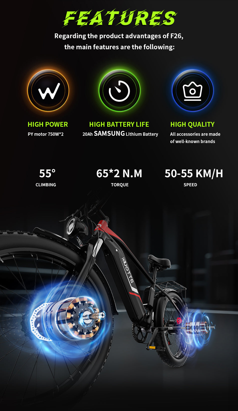 DUOTTS F26 PRO 750 W*2 Electric Bike